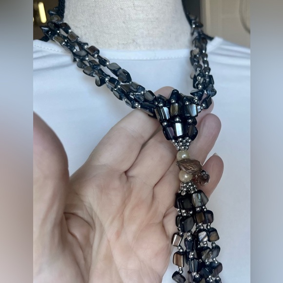 Abalone shell necklace, 3 strand alone or with tassel pendant- jewelry - Picture 8 of 16